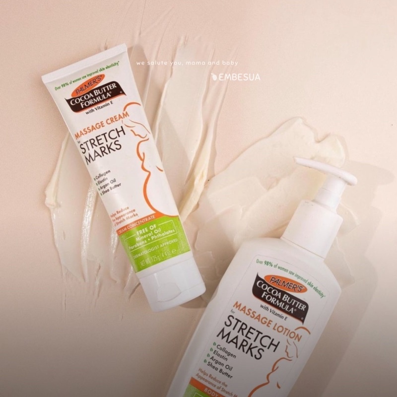 Palmer's | KEM NGĂN NGỪA VÀ GIẢM RẠN DA COCOA BUTTER FORMULA MASSAGE CREAM FOR STRETCH MARKS 125g | MADE IN USA