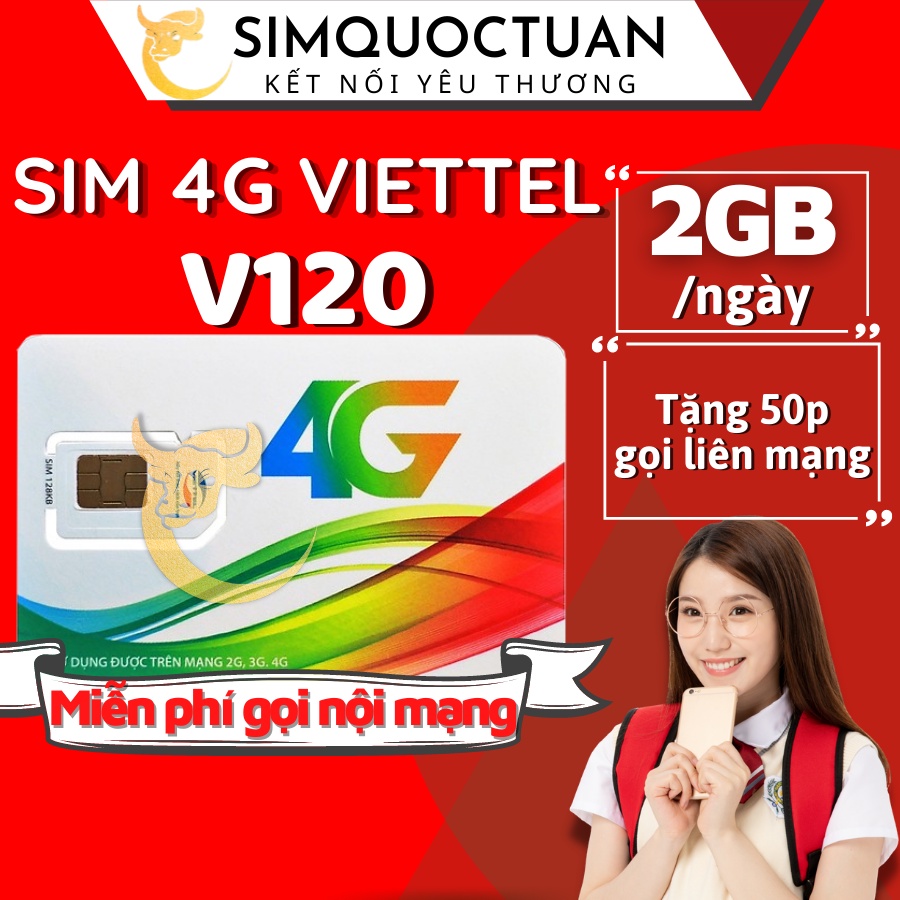 Sim Viettel  V120N tặng 120GB/tháng miễn phí nghe gọi dùng cho máy tính bảng,điện thoại,wifi