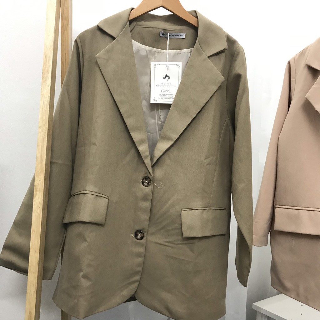 Áo Blazer trơn ULZZANG 1 lớp, 2 lớp Style Hàn Quốc trẻ trung form đẹp - MIX đồ xinh màu Đen / Kem / Nâu Tây / Nâu Đất