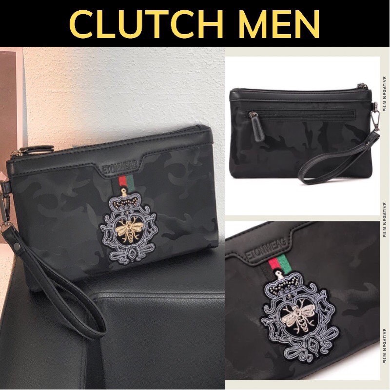Ví cầm tay nam hàn quốc -BH 24 tháng- clutch nam phong cách- ví nam màu đen