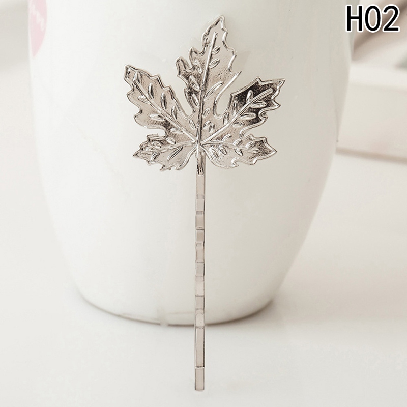 Kẹp tóc màu bạc hình chiếc lá thời trang cho nữ