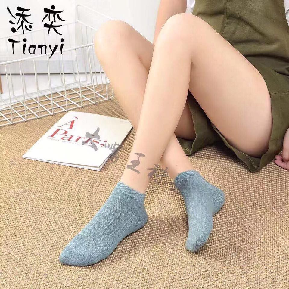 Tất len tăm cổ ngắn chất cotton mềm mịn kiểu dáng Hàn Quốc, vớ unisex