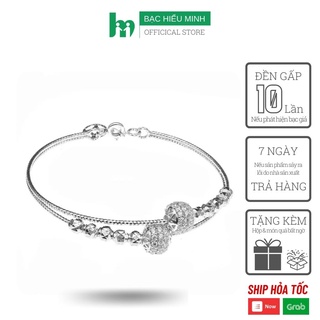Vòng tay nữ BẠC HIỂU MINH LTU459 dạng kiềng dây kép mix bi bạc 