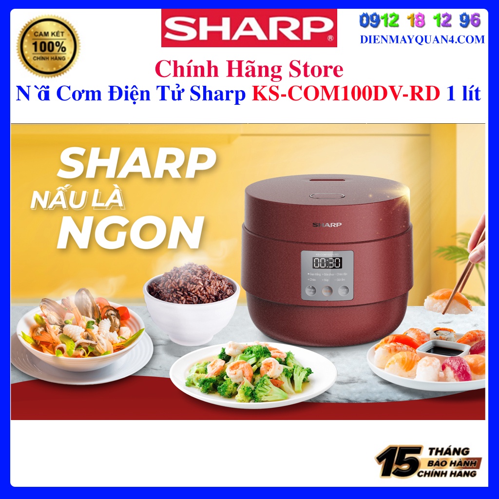 [Sharp COM100DV] Nồi Cơm Điện Tử Sharp KS-COM100DV-RD 1 Lít