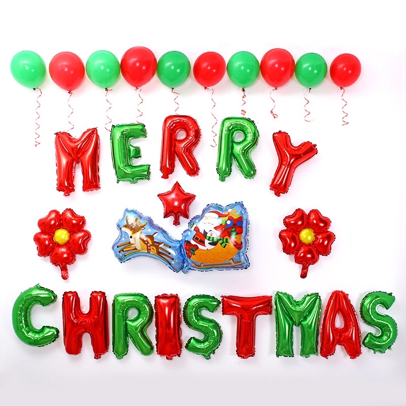 Set bóng Merry Christmas -B02(Kèm bơm và băng keo)