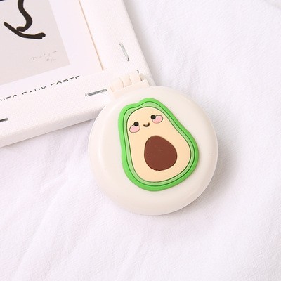 Gương lược gấp gọn massage mini bỏ túi thỏ nâu dáng tròn URI DECOR