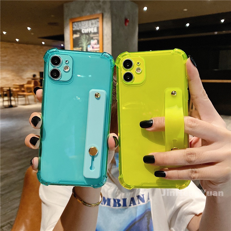 Ốp Điện Thoại Silicon Mềm Dạ Quang Có Dây Đeo Cổ Tay Cho iphone X XS Max XR 6 6 6S 7 8 PLUS SE2020