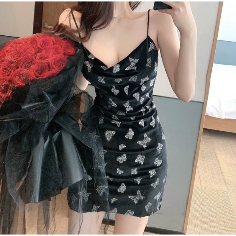 Đầm hai dây /đầm ôm sexy  KIMDISTORE94 /đầm ôm body Hotgirl bướm 3D thời trang sexy ( có mút ngực) đầm đẹp và giá rẻ