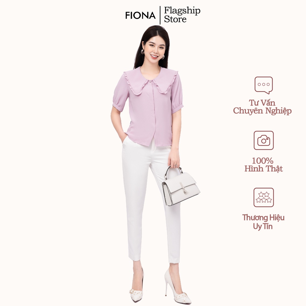 Áo sơ mi nữ tay lỡ cổ bèo FIONA, Sơ mi công sở tay nhún dáng suông mã F551201