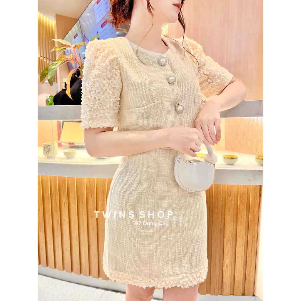 Set đồ nữ dạ tex phối ren kem thiết kế by Twins (𝘙𝘰𝘴𝘦́ 𝘭𝘢𝘤𝘦 𝘴𝘦𝘵 ✨)