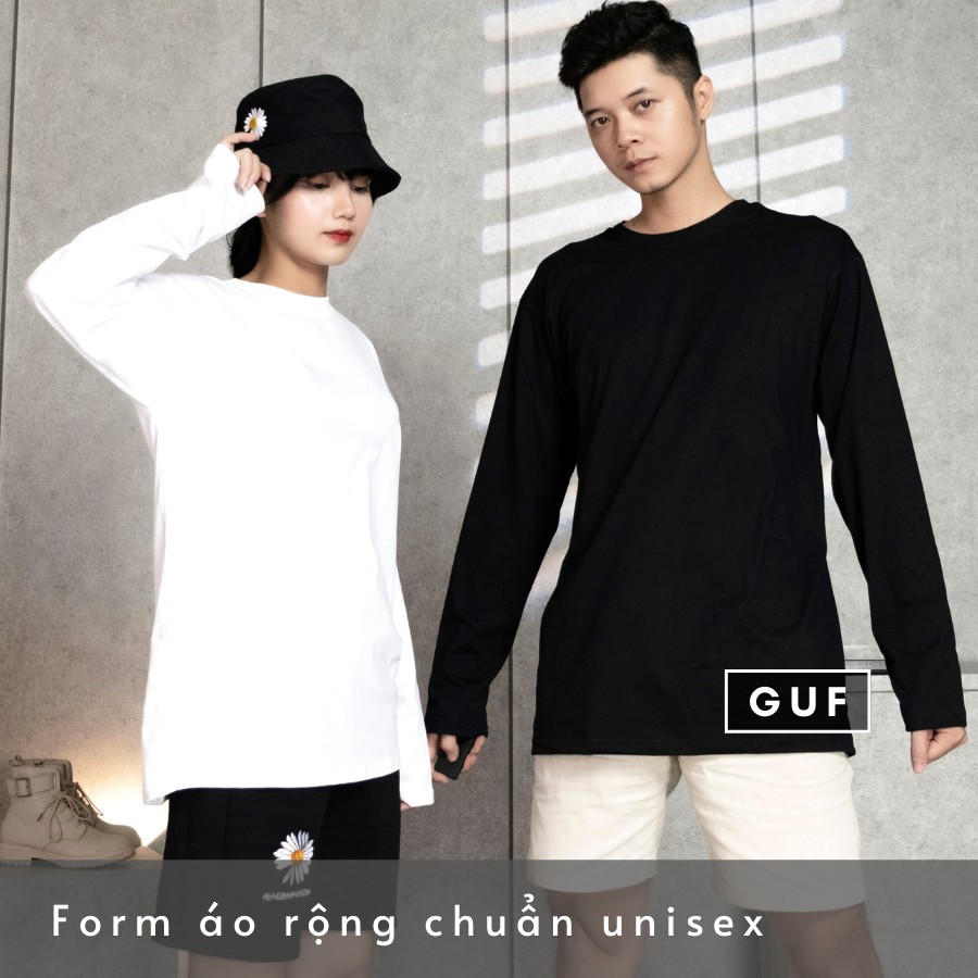 Áo Thun Tay Dài Nam Nữ Form Rộng Cổ Tròn Đen Trắng Chất Phông Mềm Mịn Basic Unisex | BigBuy360 - bigbuy360.vn