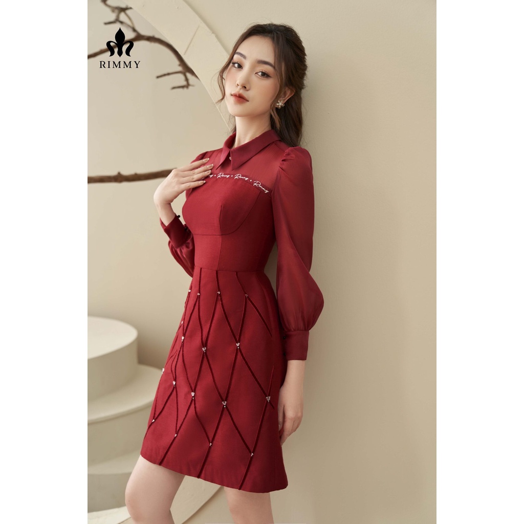 Váy hoạ tiết đan đỏ dây nhung Femi Dress [VA20-1121]