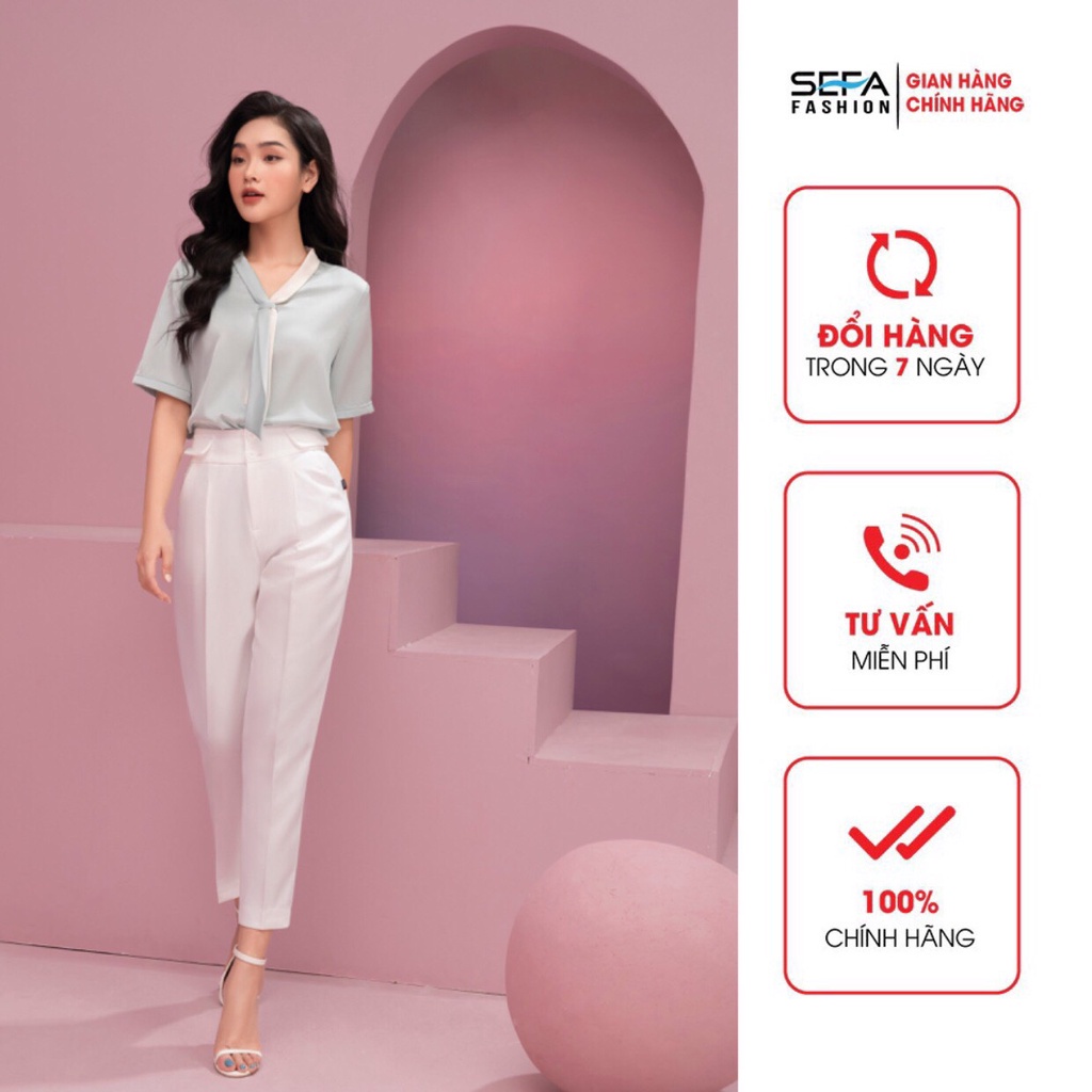 Quần baggy công sở nữ SEFA chất liệu vải trượt Hàn cao cấp phối túi giả SFQ212004