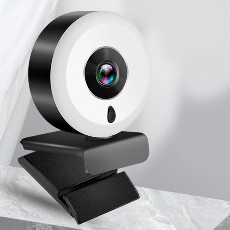 Webcam 1080p có vòng đèn led kèm giá đỡ và micro stereo
