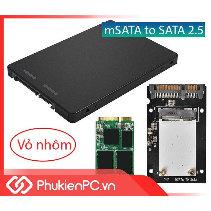 Box SSD mSATA sang SATA III 2.5 6gb vỏ nhôm tản nhiệt tốt