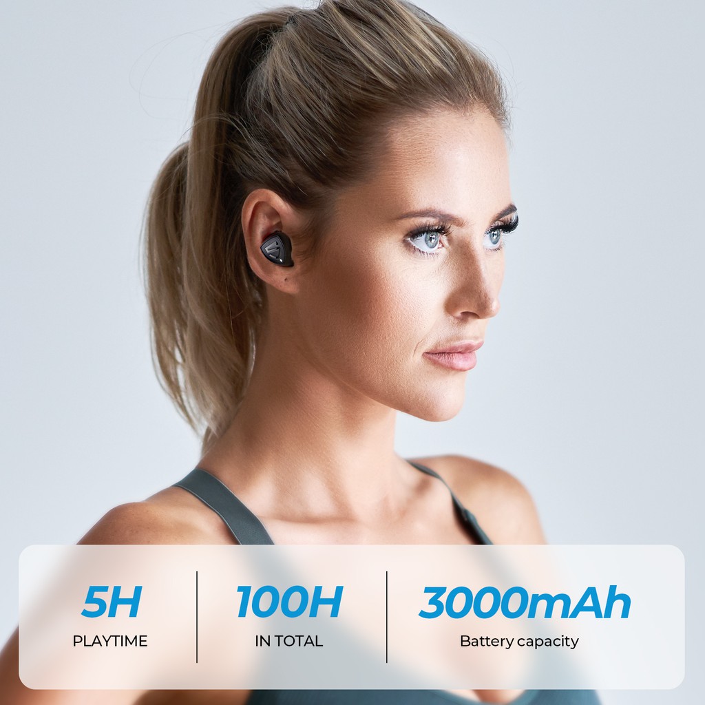 Tai nghe không dây SoundPEATS Trueshift 2 Bluetooth 5.0 nhét tai type-C chống nước và hộp sạc lớn phong cách thể thao