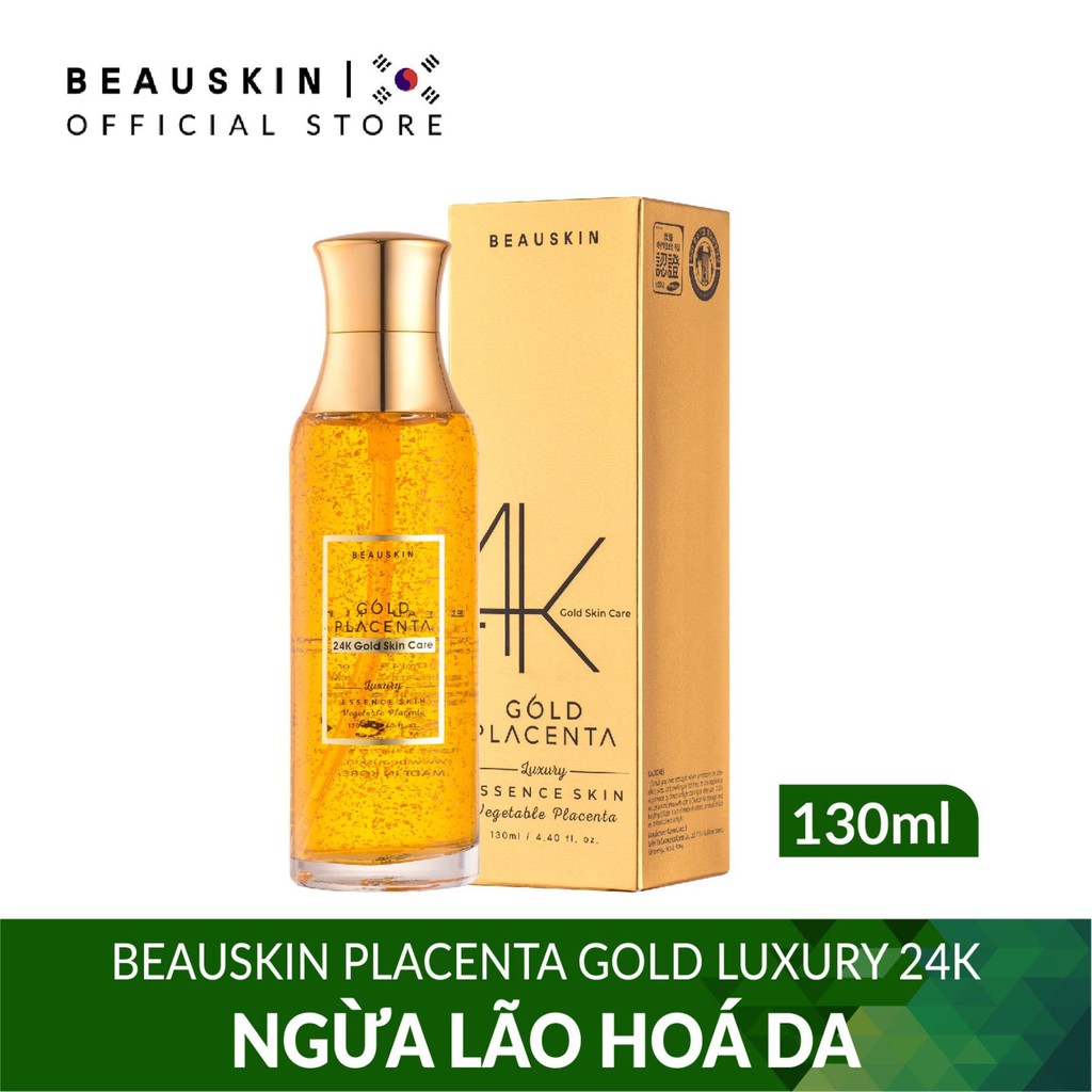 Nước hoa hồng ngừa lão hoá da Beauskin Placenta Gold Luxury 24k 130ml