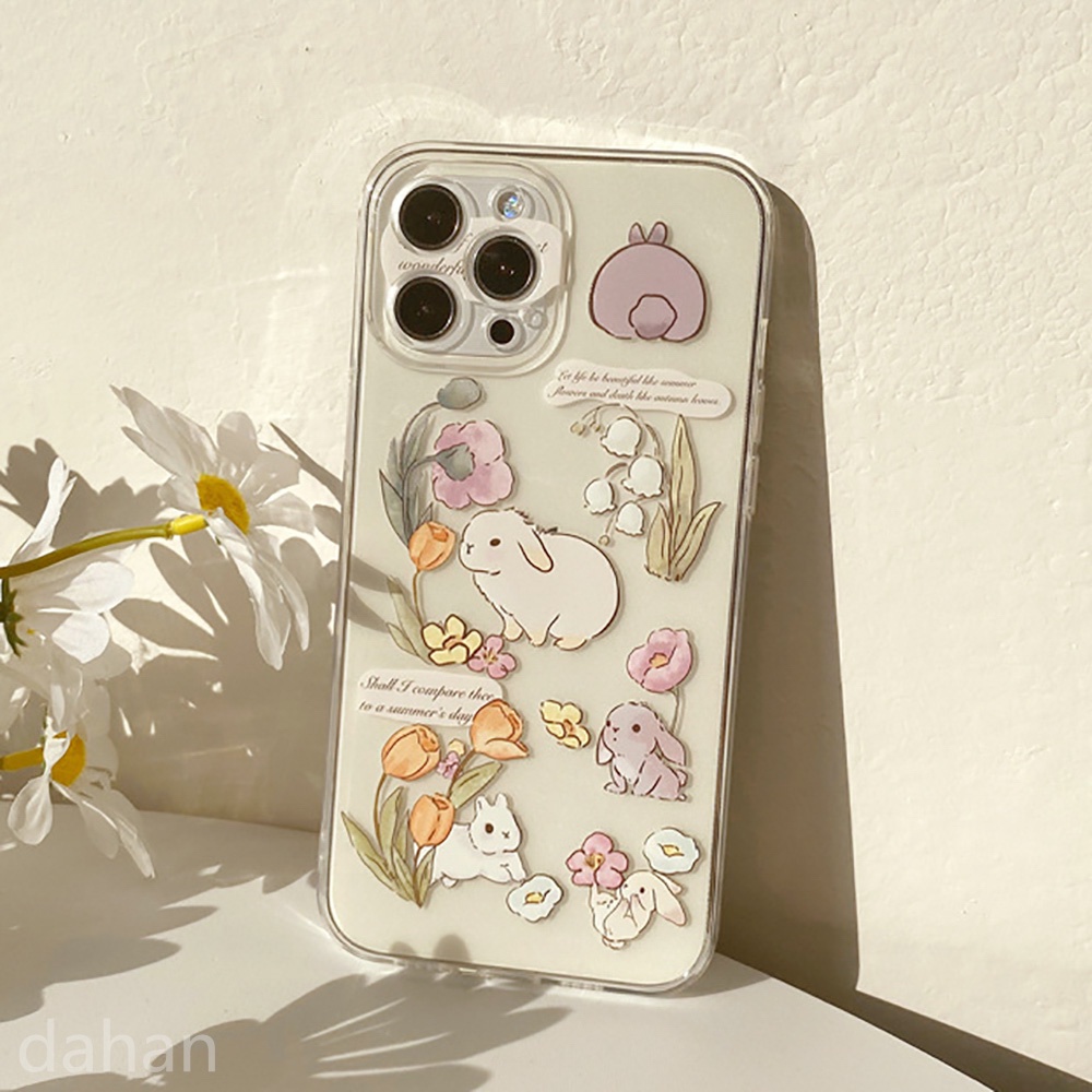 Ốp Điện Thoại Silicone TPU Mềm Trong Suốt Chống Sốc Hình Thỏ Hoa Tulip Cho iPhone 13 Pro Max 12 Pro Max 11 Pro Max 7 8 Plus XR XS Max 12/13