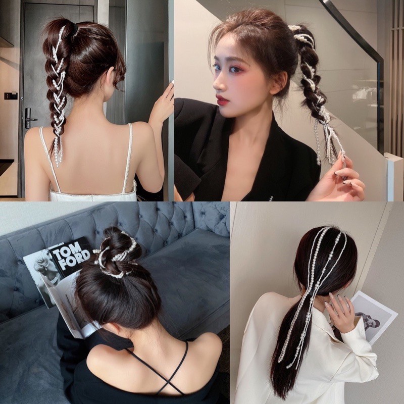 Kẹp tóc dây hạt tết tóc, tạo kiểu tóc nổi bật