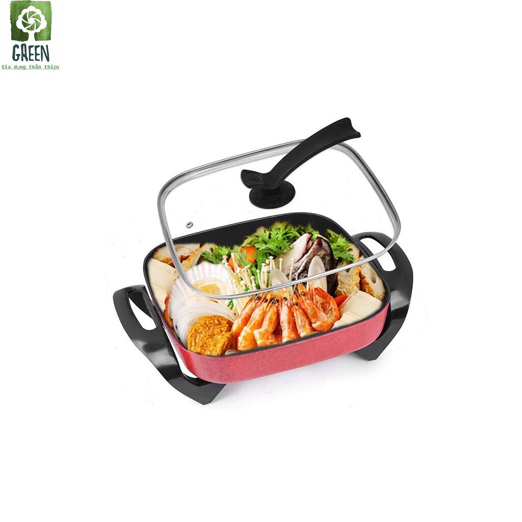 Nồi lẩu điện vuông chống dính GreenCook GCEH30 dung tích 5L, bảo hành 12 tháng - Kila