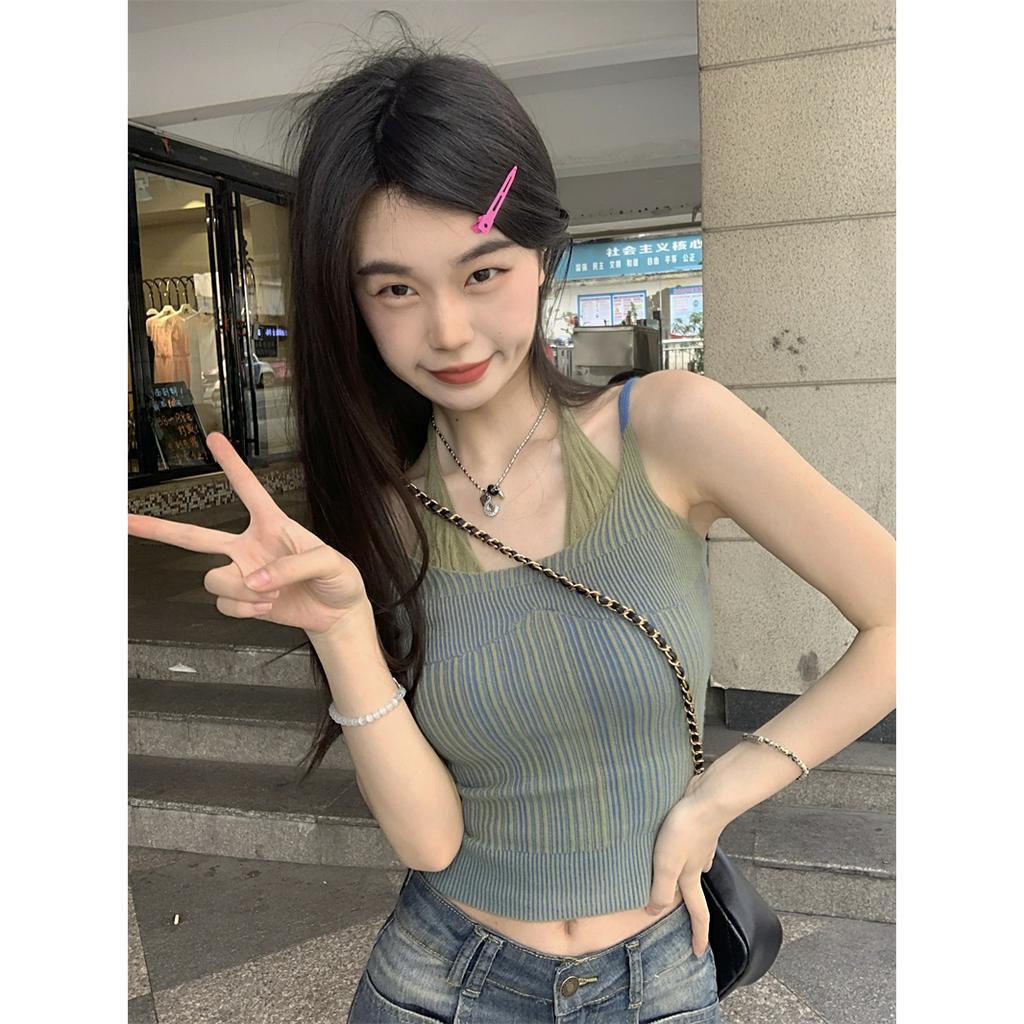 Xiaozhainv Áo Croptop Hai Dây Ôm Dáng Thiết Kế Đơn Giản Quyến Rũ Thời Trang Mùa Hè Cho