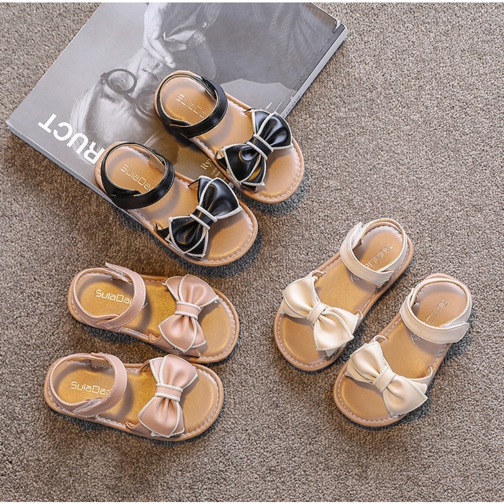 xăng đan bé gái - dép quai hậu cho bé mẫu mới êm chân khâu đế da mềm nơ xinh xắn fankahao 202263 ( có video)