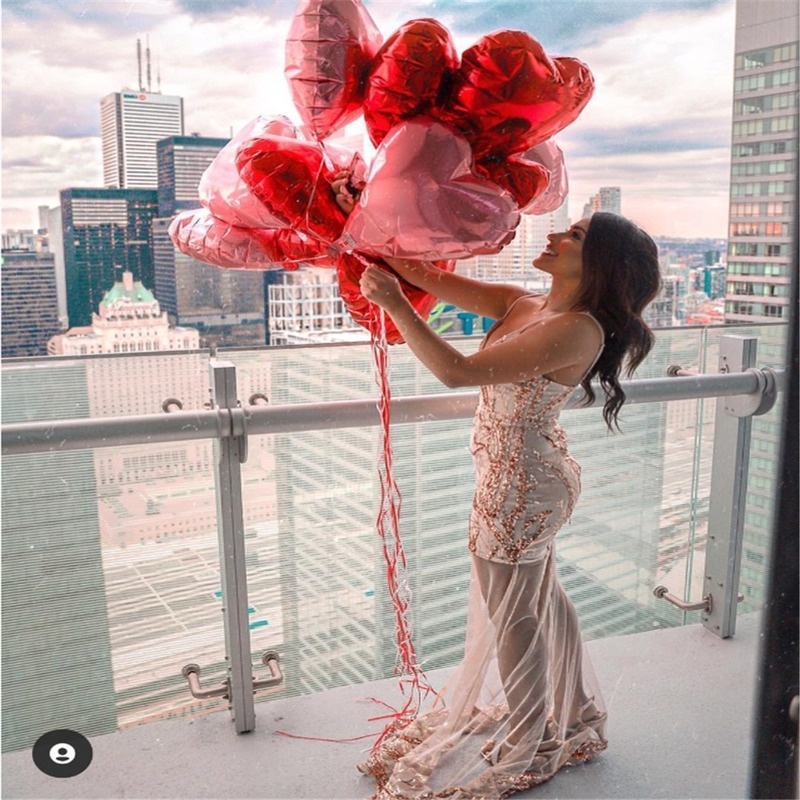 Bong Bóng Nhôm 18 inch Hình Trái Tim Màu Vàng Hồng Dùng Trang Trí Tiệc Cưới, Sinh Nhật