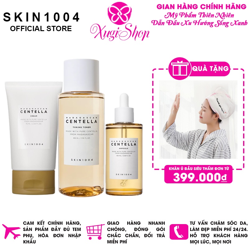 Bộ sản phẩm Dưỡng Da Giảm mụn Rau Má SKIN1004 Madagascar Centella