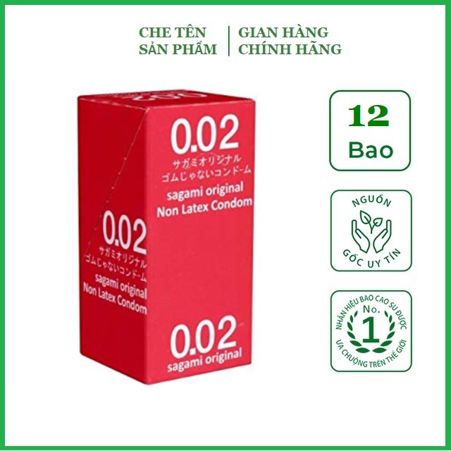 Hộp Bao Cao Su Siêu mỏng cao cấp Sagami 0.02 Original - 12 chiếc - Nhật Bản