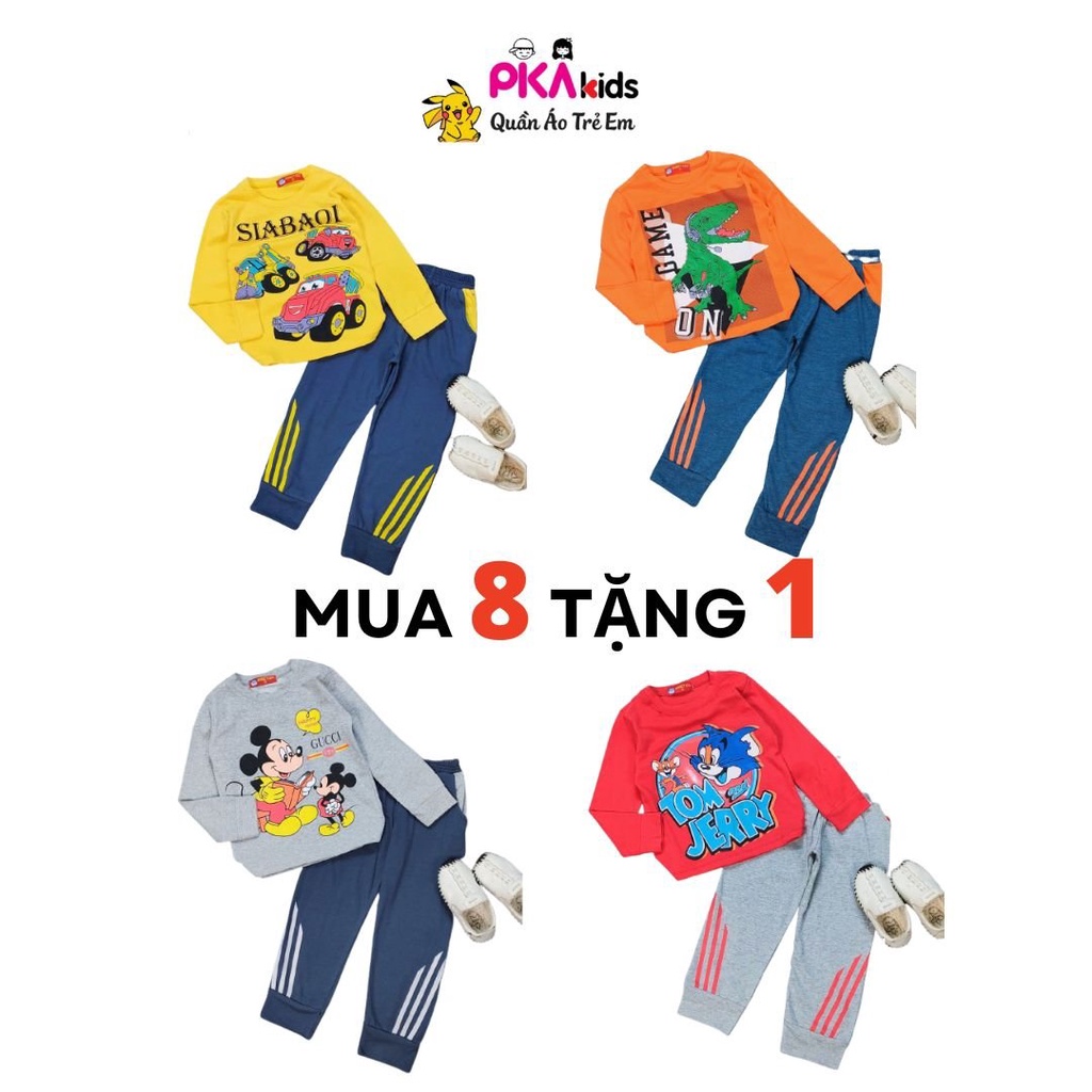Bộ dài thể thao bé trai bộ dài cotton 4c mềm mịn mát monkey kids cotton chính phẩm pikakidsqatexuongsi_q9