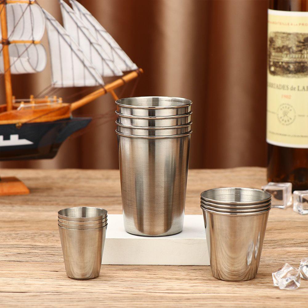 Bộ 4 Cốc Uống Bia / Trà / Cà Phê Bằng Thép Không Gỉ Kèm Hộp Đựng Tiện Dụng Mang Theo Du Lịch