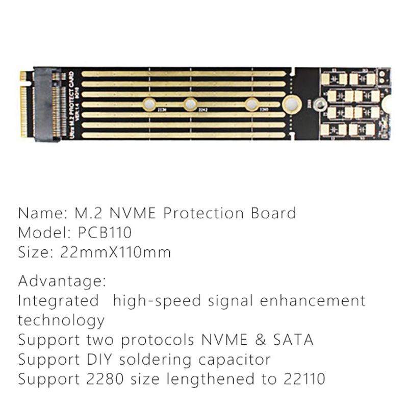 Bang for M.2 NVME Extend for Protection Card 2280 to 22110 SSD DIY Power-off for Protection Plate