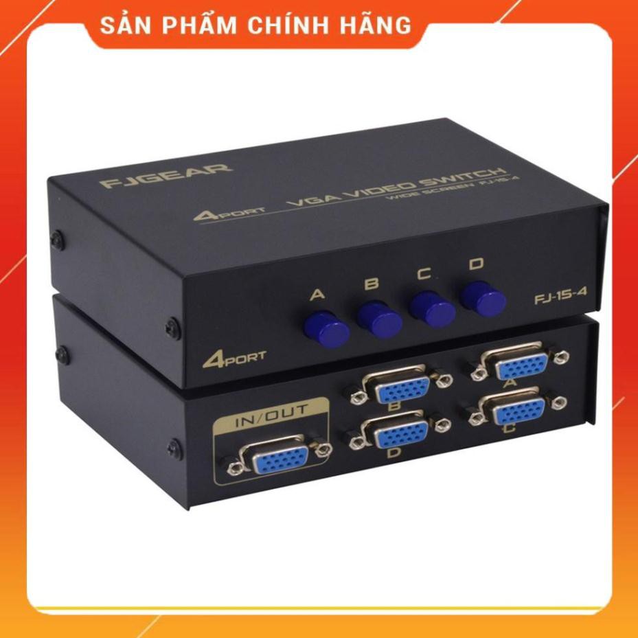 [FreeShip HCM] Bộ chia VGA 4 CPU Ra 1 Màn Hình FJGEAR FJ-15-4 (4 Port VGA Video Switch) FJGEAR