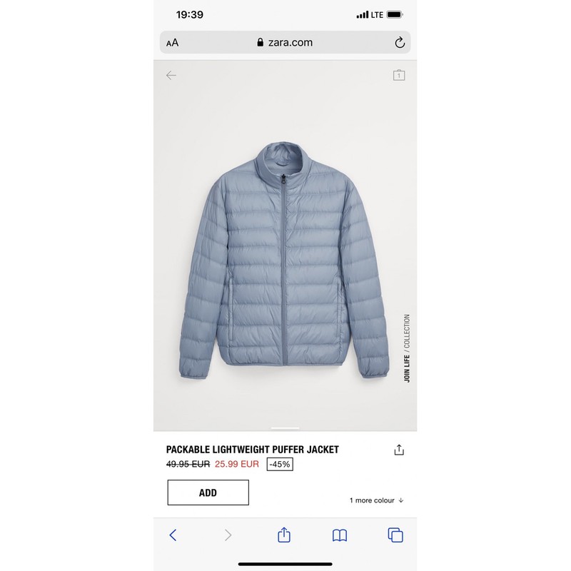 phao zara nam size S