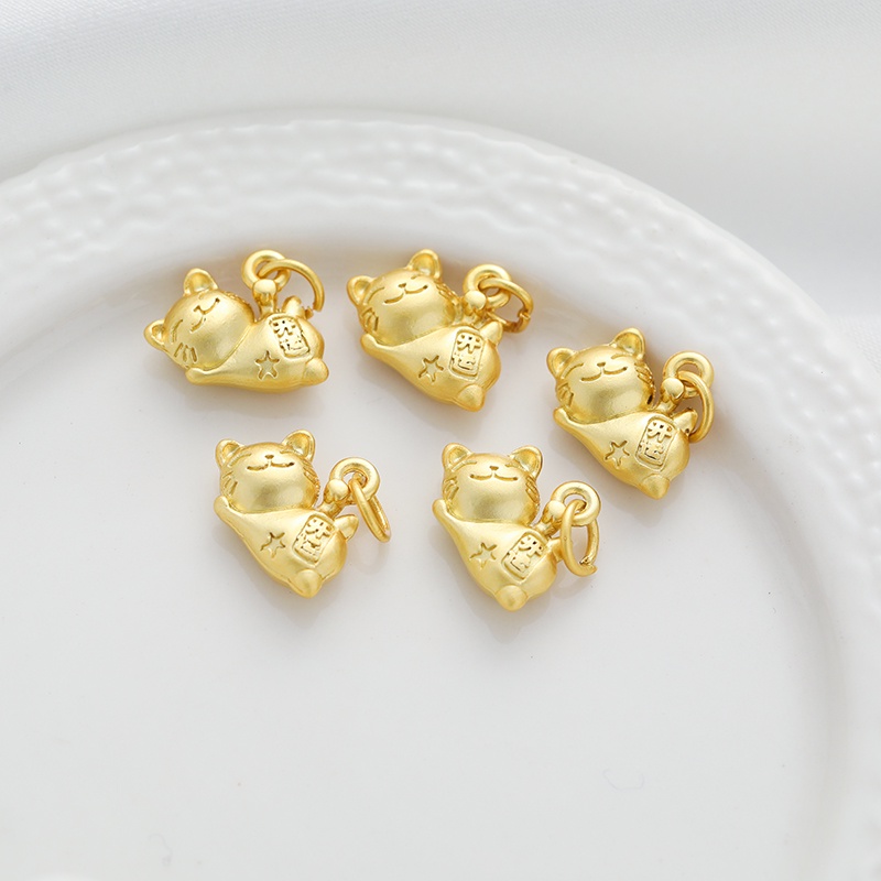 Mặt Dây Chuyền Hình Chú Mèo Hoạt Hình Mạ Vàng 18k Kích Thước 8 * 13mm