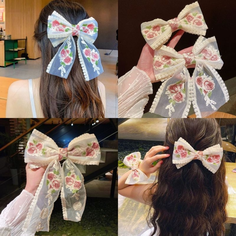 Kẹp Tóc Nơ Ren Hoa Thời Trang Hàn Quốc Cho Nữ