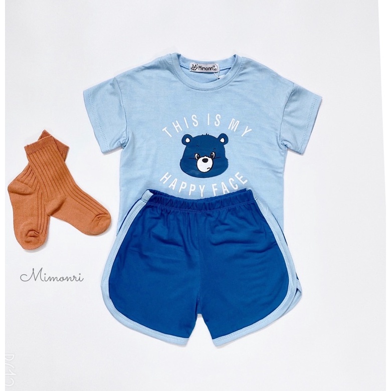 Bộ cộc thun lạnh hình gấu Mimonri bé trai/bé gái (6-16kg)
