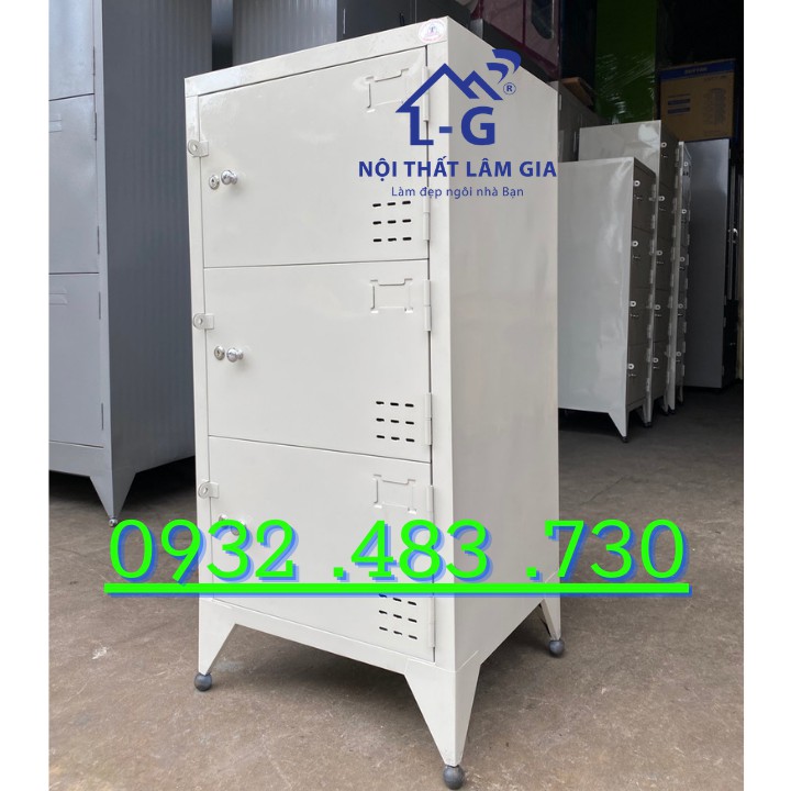 tủ sắt hồ sơ 3 tầng , tủ locker sơn tĩnh điện cao cấp 1m03x45x42