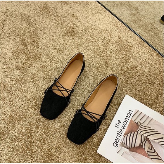 Giày búp bê da lộn nơ dây mảnh cực xinh G007 | BigBuy360 - bigbuy360.vn