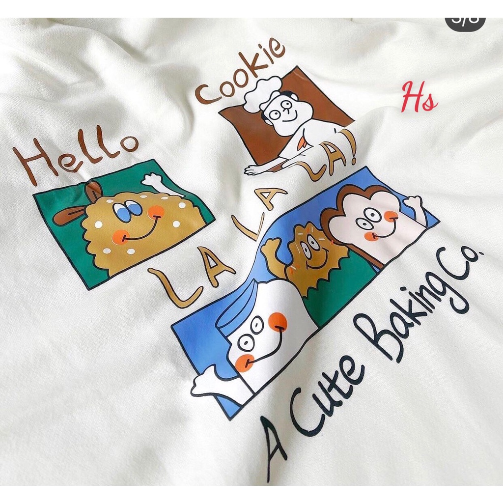 Áo Nam Nữ Sweater Trắng Unisex In Bánh Cookie Chất Nỉ Chân Cua NinaStore - SP000594
