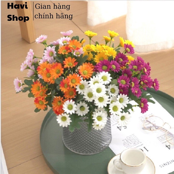 Hoa giả - Combo 10 cành Hoa cúc họa mi Havi 60cm decor bền, đẹp, thanh lịch, phụ kiện cho các studio