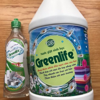 Combo nước giặt sinh học Greenlife kèm rửa chén greenlife