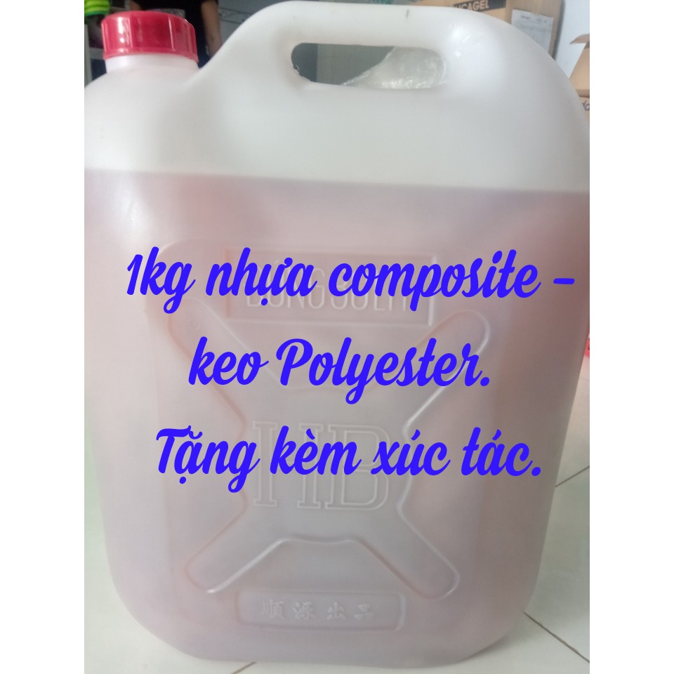 Combo 1kg Nhựa Composite + 1kg sợi thủy tinh - Keo Polyester resin - Keo Poly hồng và xúc tác (1 bộ).