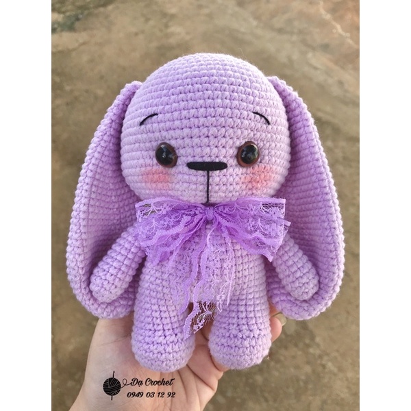 Thỏ Tai Dài Nhồi Bông Bằng Len Cho Bé - Thú Bông Len Handmade Đan Móc Thủ Công Bằng Tay
