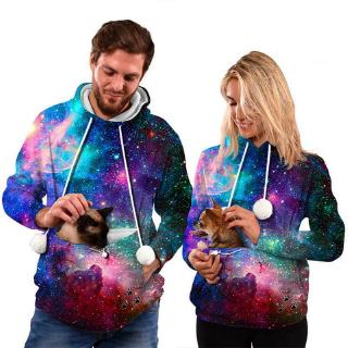 Fashion Unisex Hoodie Galaxy 3d  Drawstring Long Sleeve Pocket Casual Polyester