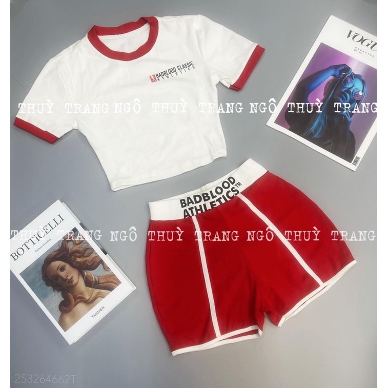 Set thun thể thao croptop viền