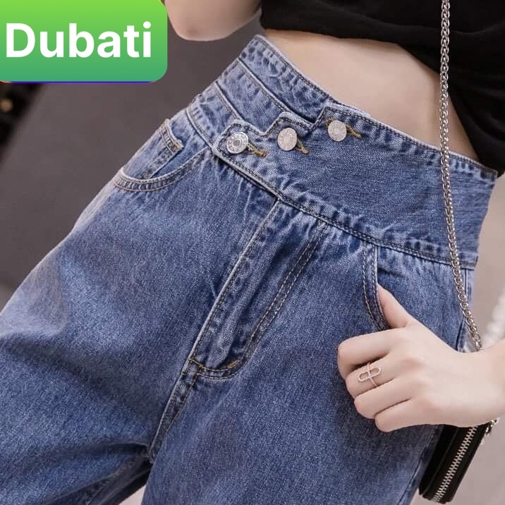 QUẦN JEAN NỮ BAGGY XANH 2 CÚC LƯNG CAO NÂNG MÔNG PHONG CÁCH HÀN QUỐC -DB 295- DUBATI FASHION