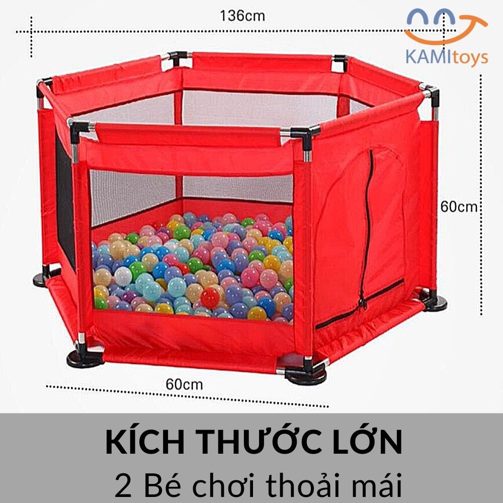 Cũi kiêm Nhà Quây bóng cho bé hàng đẹp có Cửa lưới Loại Vải + Khung lắp chắc chắn mã 50107 Kami