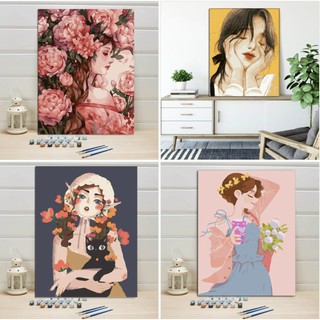 ART8S Tranh tô màu theo số, sơn dầu số hóa, tự vẽ, được căng sẵn khung gỗ canvas.
