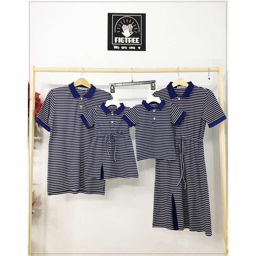 Đồng phục gia đình POLO sọc xanh trắng FIG TREE
